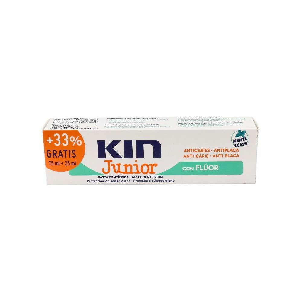 KIN JUNIOR dentifricio anti-carie #menta delicata 75 + 25 ml