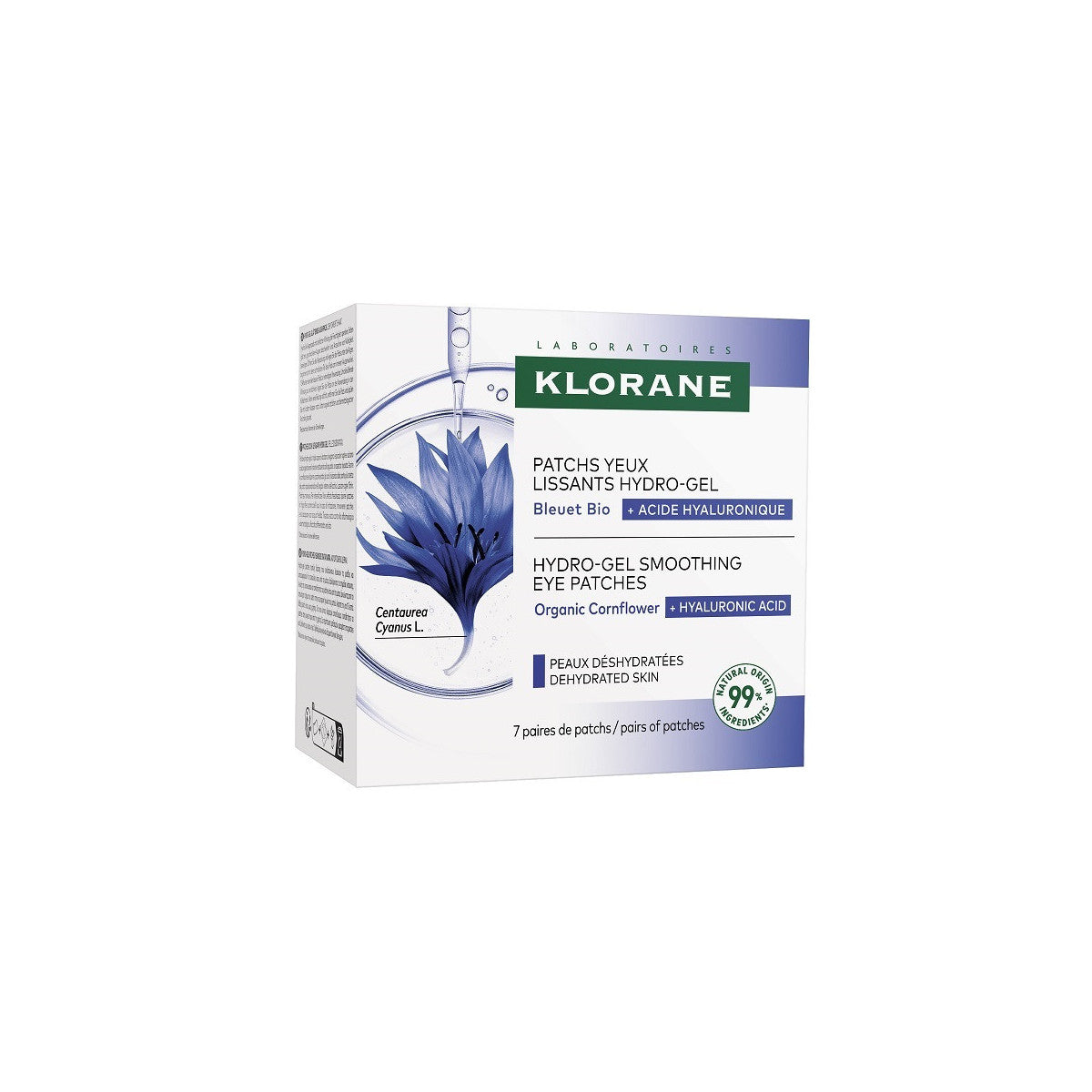 KLORANE Fiordaliso e Acido Ialuronico Maschera Occhi Lisciante Idro-Gel 7 unità