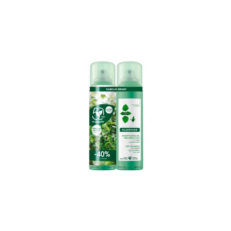 KLORANE A LA ORTIGA sebum-regulating dry shampoo for oily hair pack 2 x 150 ml