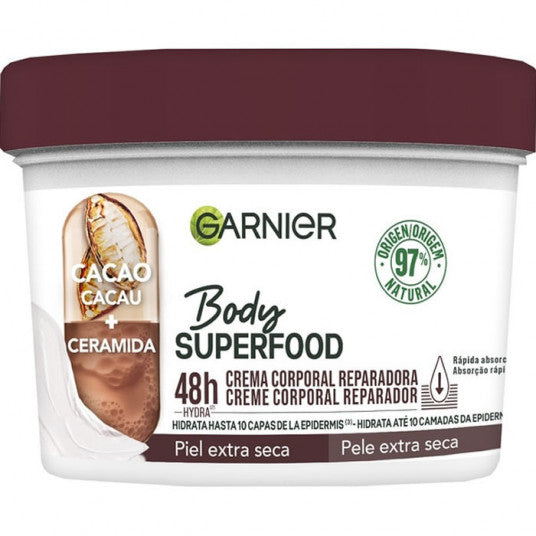 GARNIER BODY SUPERFOOD CACAO crème corps réparatrice peaux très sèches 380 ml