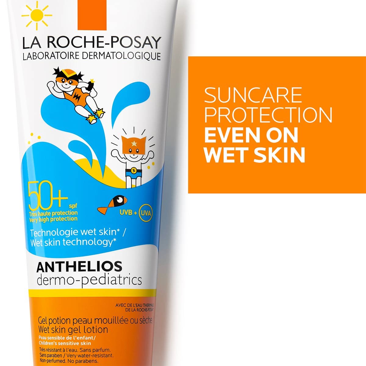 LA ROCHE POSAY ANTHELIOS PEAU MOUILLÉE TUBE CARTON DERMO-PÉDIATRIE écran solaire SPF50+ 200 ml
