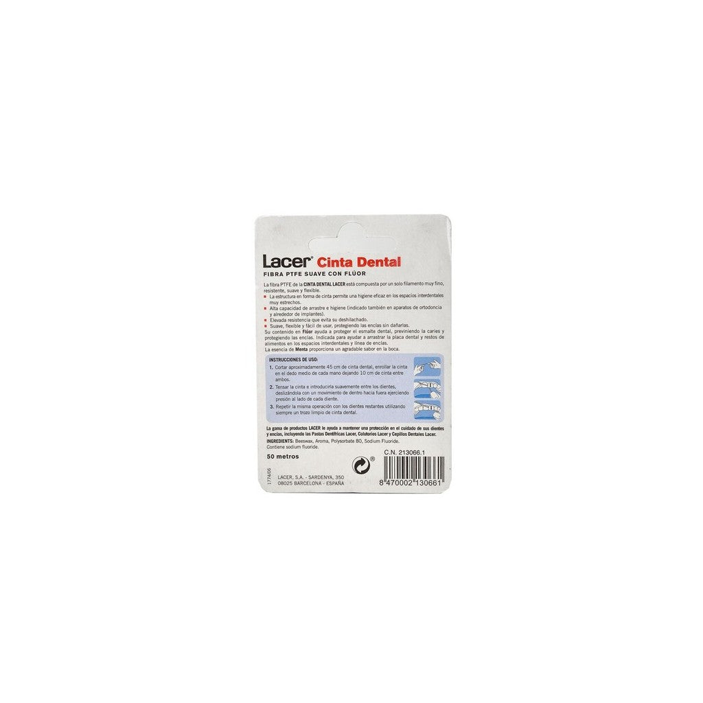 Fil dentaire LACER PTFE saveur menthe 50 mètres 1 unité