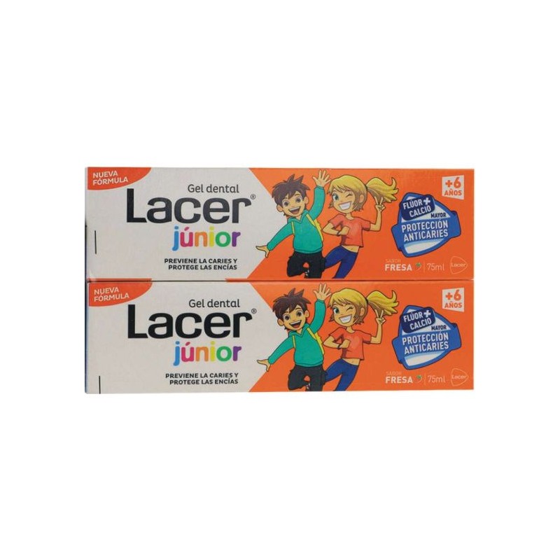 LACER JUNIOR gel dentale fragola duo + regalo 2 x 75 ml 2 u