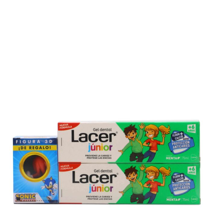 LACER JUNIOR MINT GEL DENTIFRICIO CONFEZIONE 2 x 75 ml + statuetta 3D