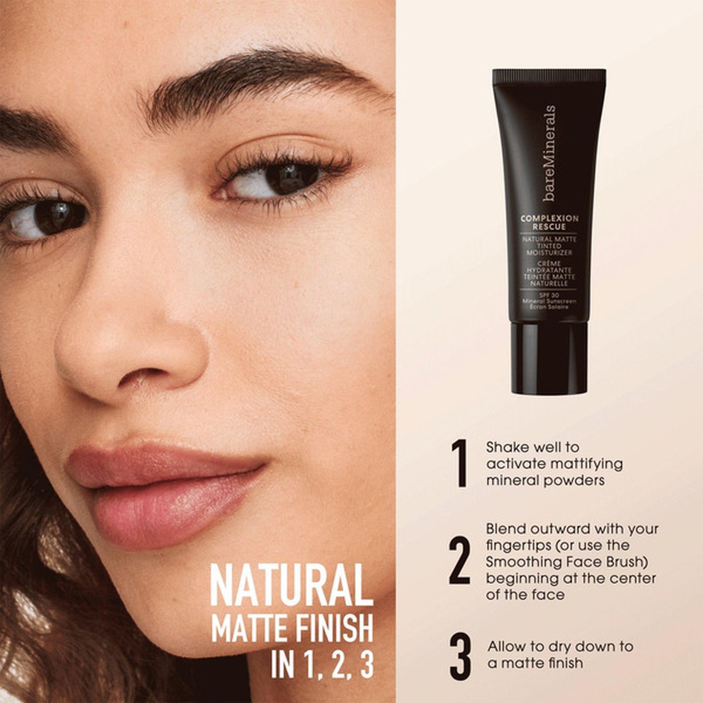 BARE MINERALS COMPLEXION RESCUE Idratante colorato opaco naturale SPF 30 #02-Vanilla 35 ml