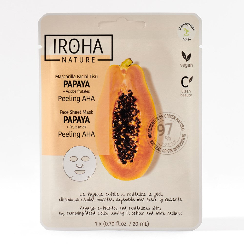 Maschera viso in tessuto IROHA PEELING ALLA PAPAYA AHA 1 pz