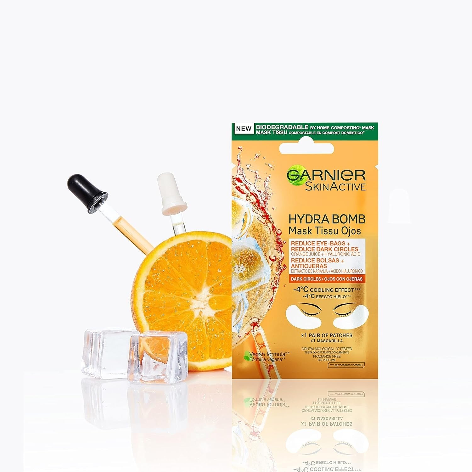 GARNIER SKINACTIVE masque yeux défatigant à l'extrait d'orange et à l'acide hyaluronique x 2 patchs