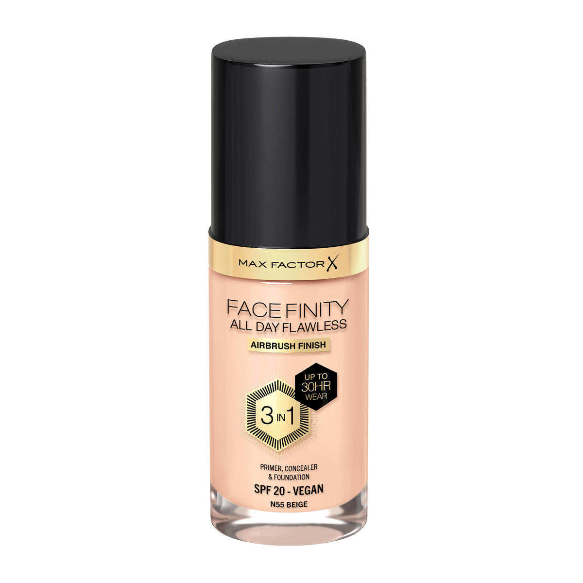 MAX FACTOR FACEFINITY 3IN1 primer, correttore e fondotinta #55-beige 30 ml