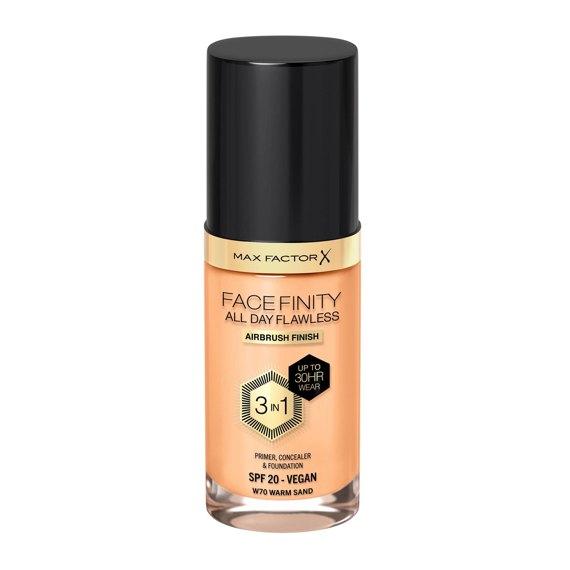 MAX FACTOR FACEFINITY 3IN1 primer, correttore e fondotinta #70-sabbia calda 30 ml