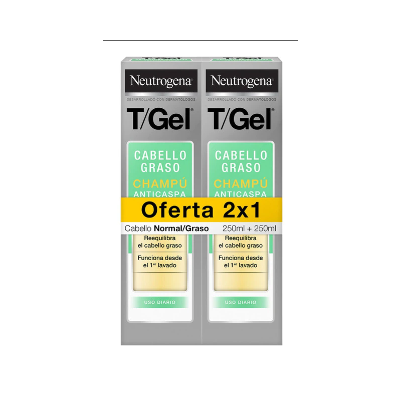 NEUTROGENA T/GEL NORMAL-OILY ANTI-DANDRUFF SHAMPOO PACK 2 x 250 ml