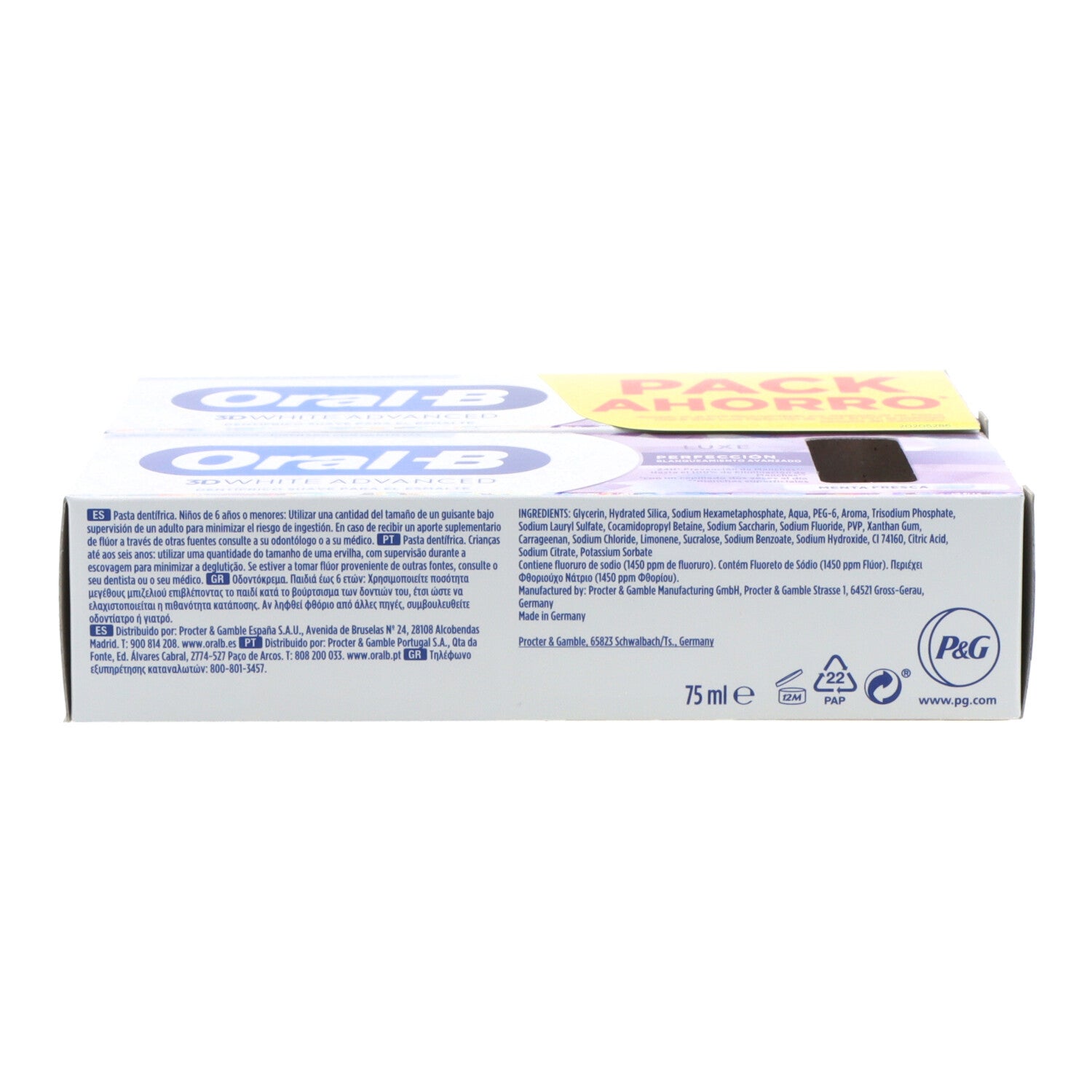 Dentifrice ORAL-B 3D WHITE LUXE PERFECTION 2 x 75 ml