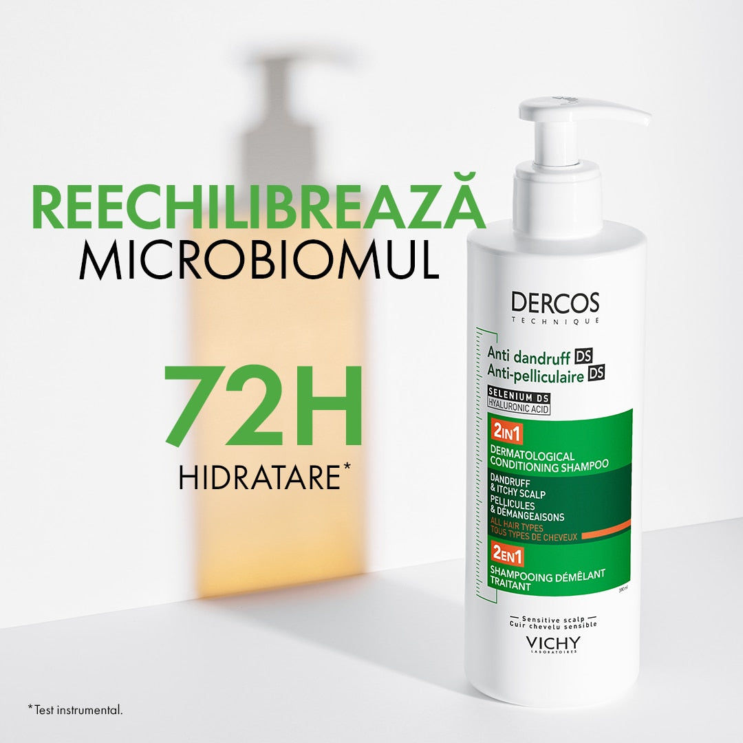 VICHY DERCOS DS Shampooing et après-shampoing anti-pelliculaire 2-en-1 pour tous types de cheveux 390 ml