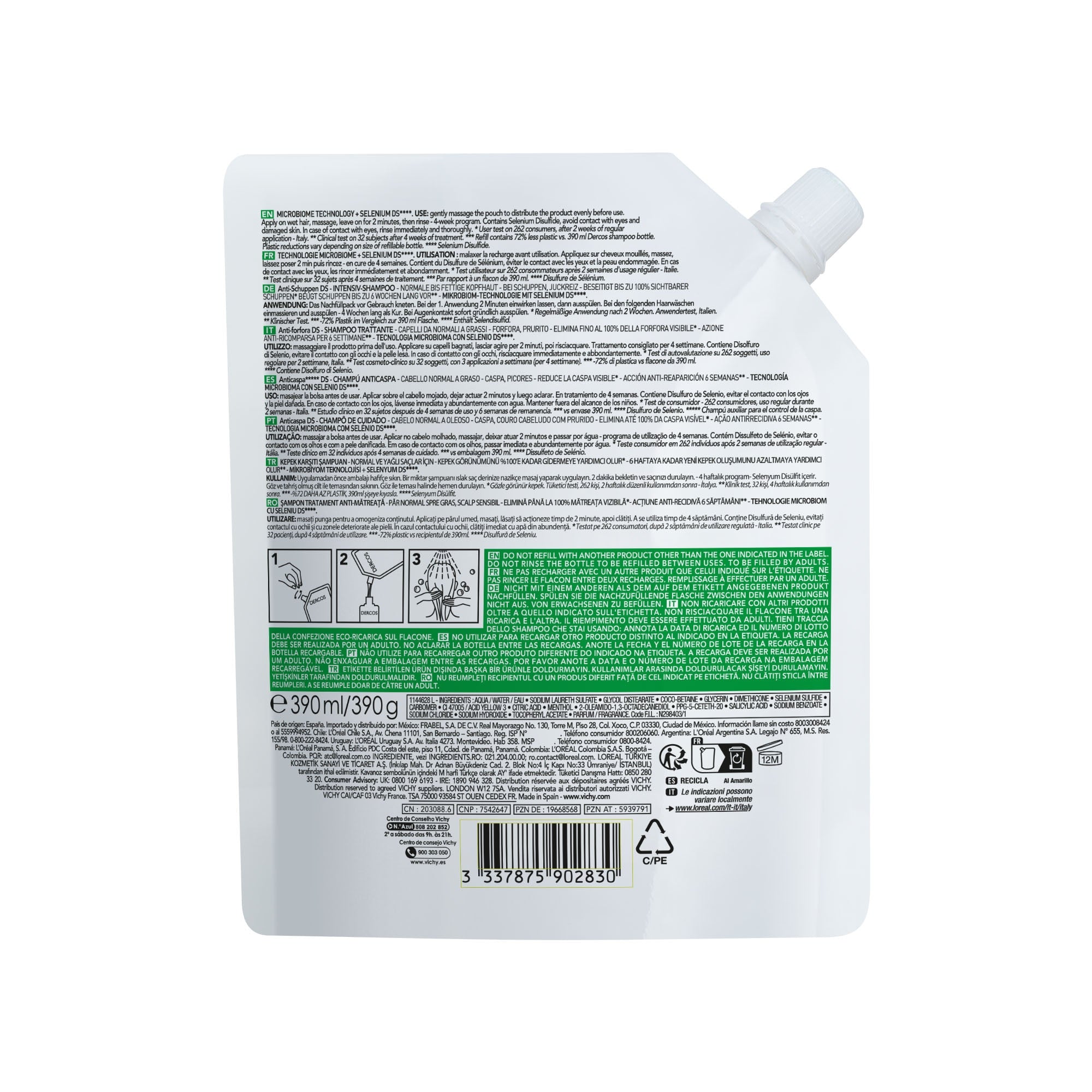 VICHY DERCOS anti-dandruff for dry hair refill 390 ml