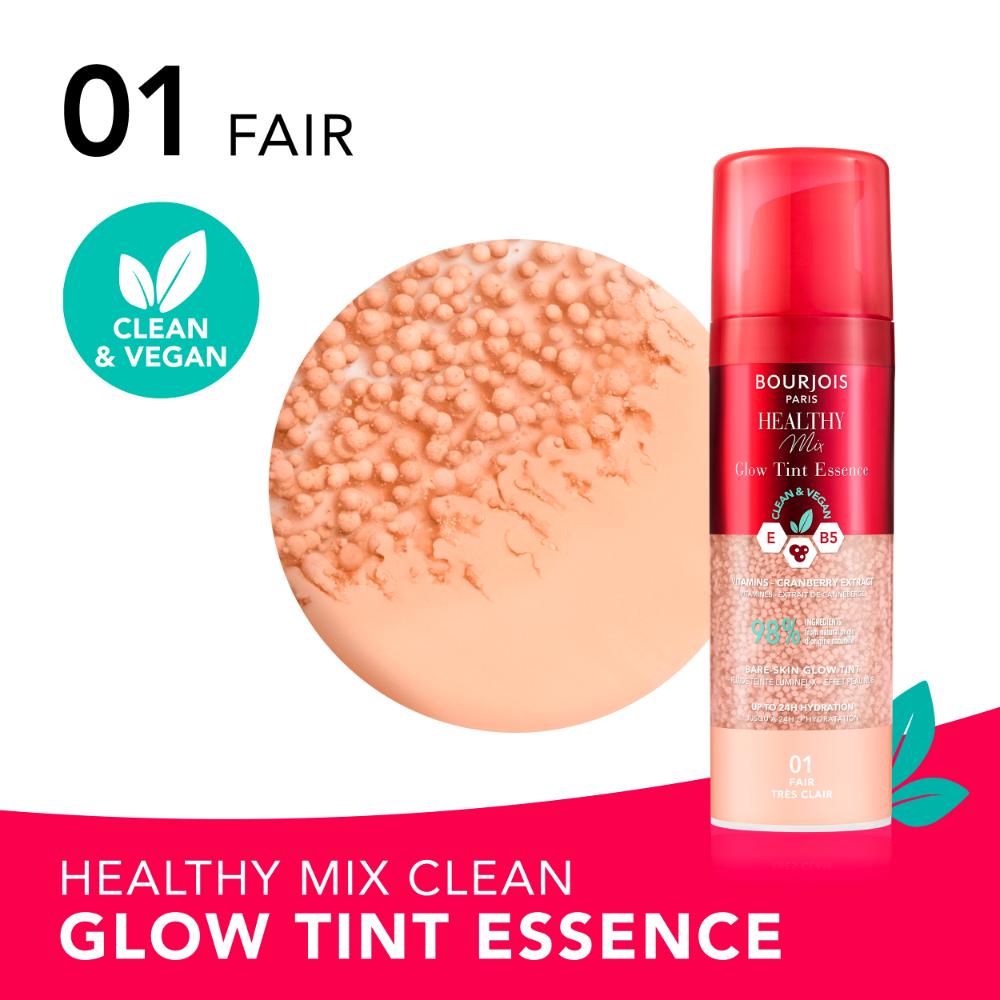 FOND DE TEINT BOURJOIS HEALTHY MIX GLOW TINT ESSENCE base maquillage #01-Fair 30 ml