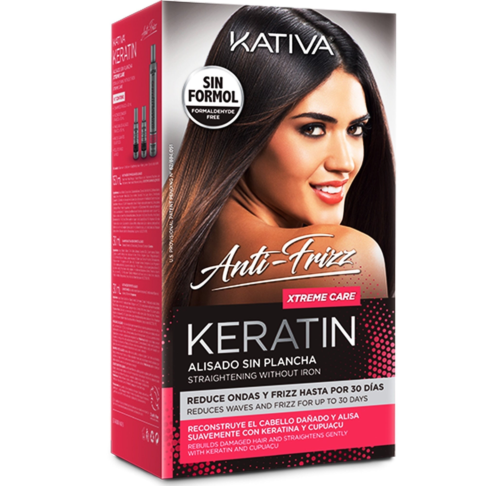 KATIVA KERATIN ANTI-FRIZZ stiratura brasiliana senza piastra xtrem care 30 giorni 3 unità