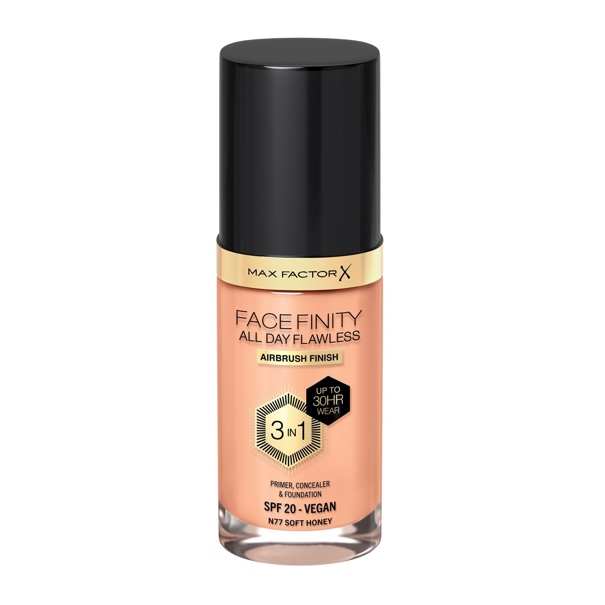 MAX FACTOR FACEFINITY 3IN1 primer, correttore e fondotinta #77-soft honey 30 ml