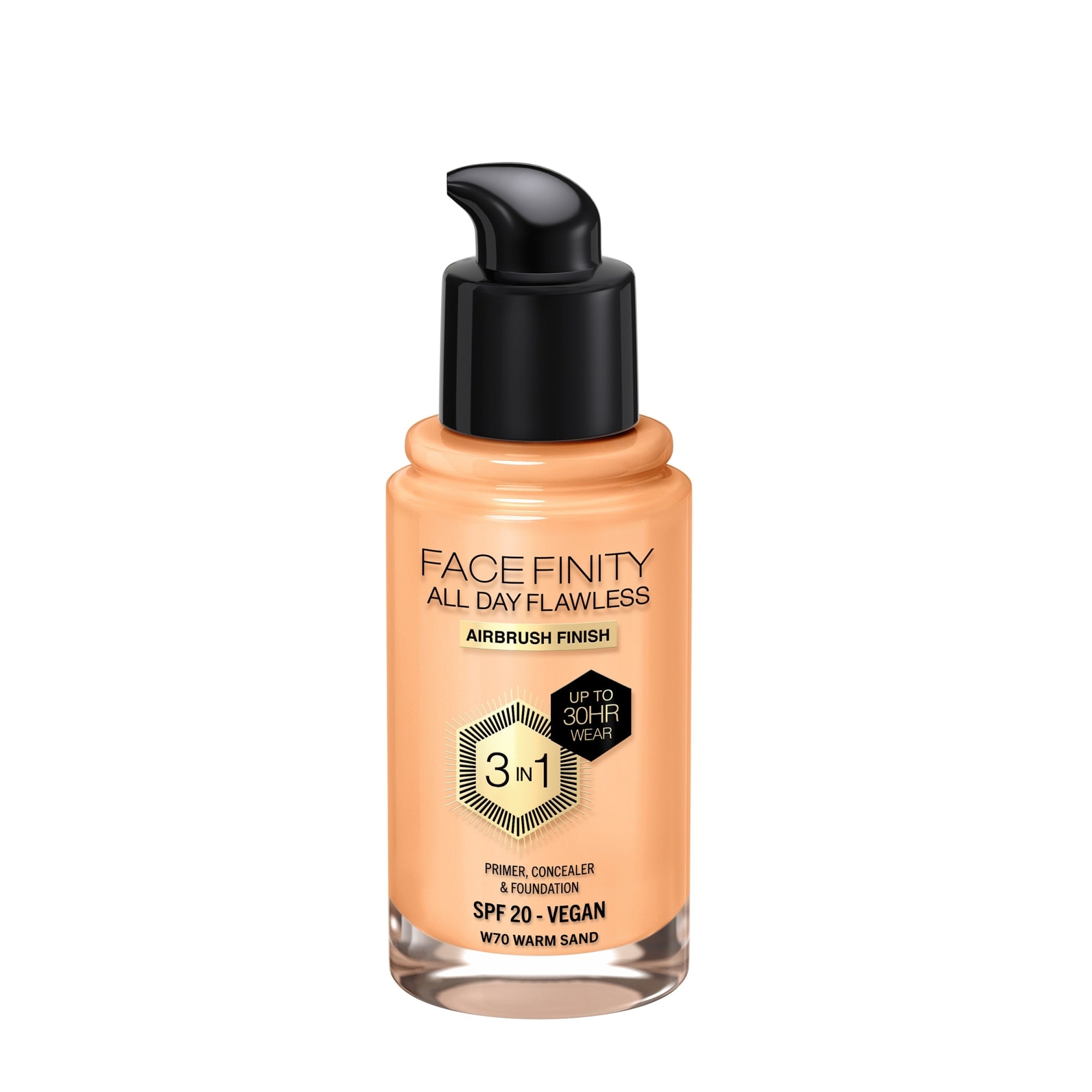 MAX FACTOR FACEFINITY 3IN1 primer, correttore e fondotinta #70-sabbia calda 30 ml