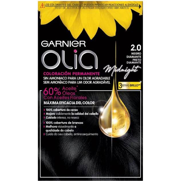 GARNIER OLIA coloración permanente sin amoniaco #2.0-negro diamante 1 u
