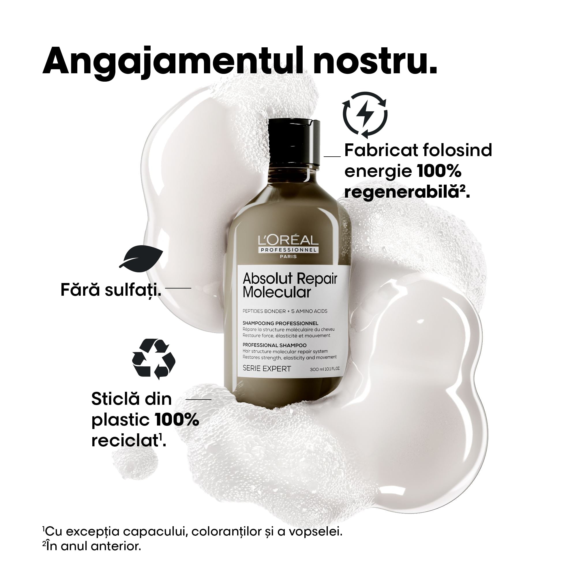 L'ORÉAL PROFESSIONNEL PARIS ABSOLUT REPAIR MOLECULAR shampooing professionnel sans sulfate pour cheveux abîmés recharge 500 ml