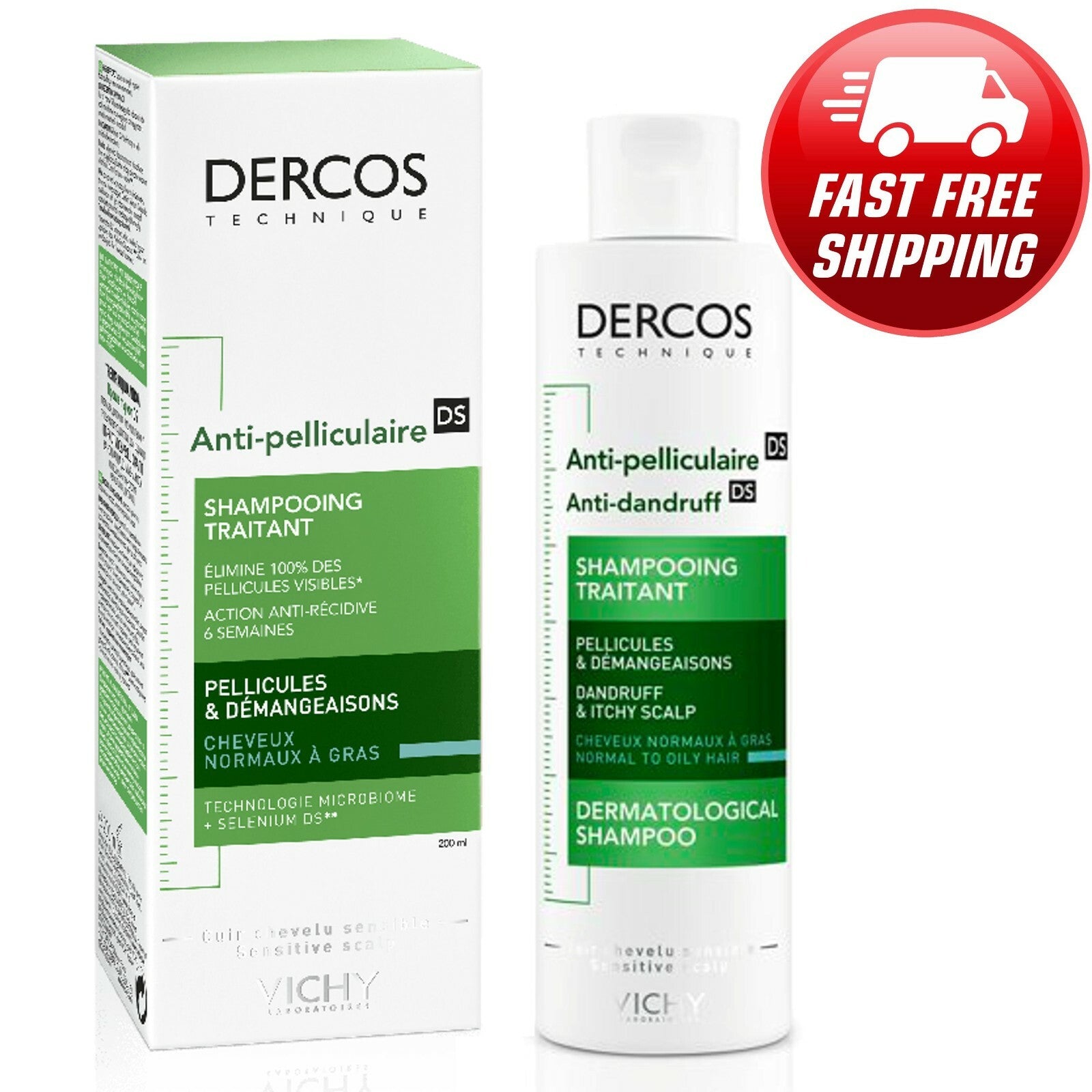 VICHY DERCOS shampooing anti-pelliculaire pour cheveux gras 200 ml