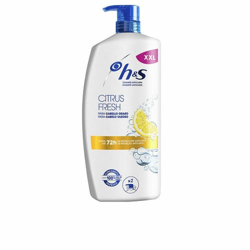 HEAD & SHOULDERS H&S CITRUS FRESH shampoing anti-pelliculaire pour cheveux gras, flacon pompe 1000 ml