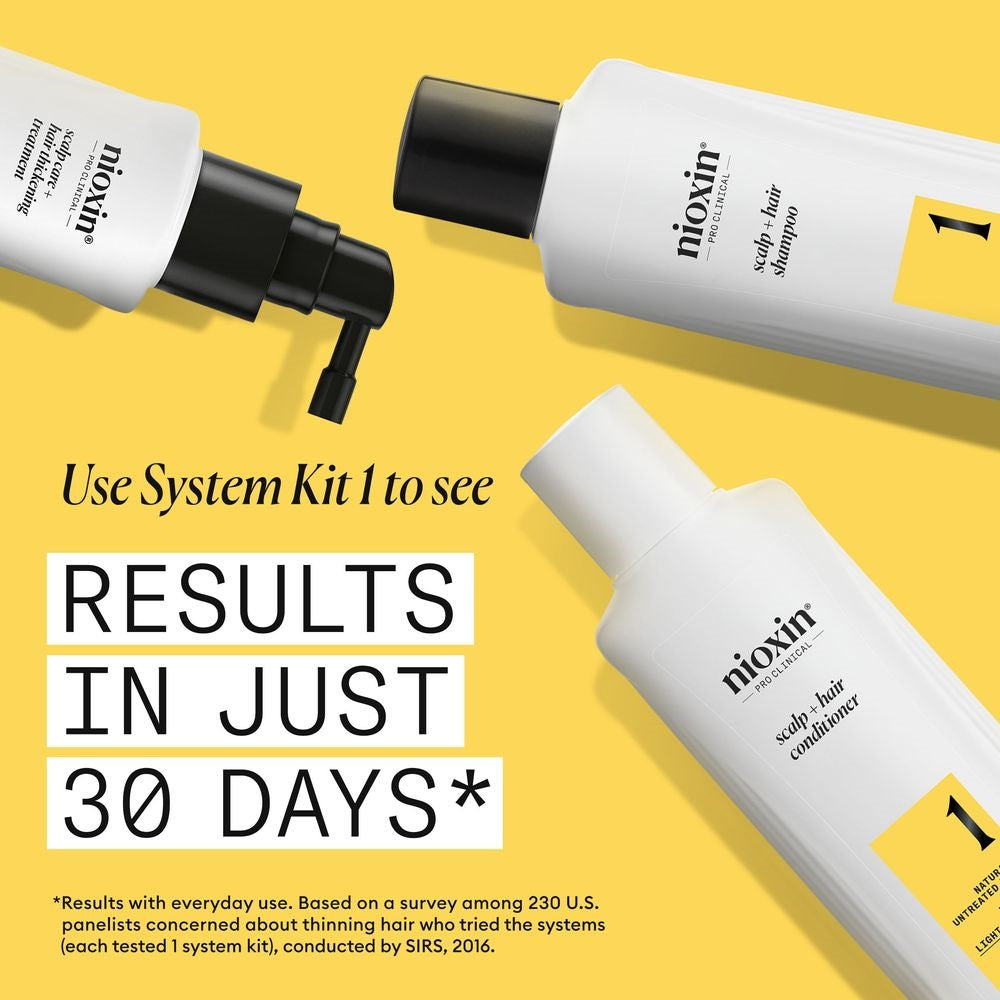NIOXIN SYSTEM 1 – Kit - Traitement pour cheveux naturels clairsemés 3 unités