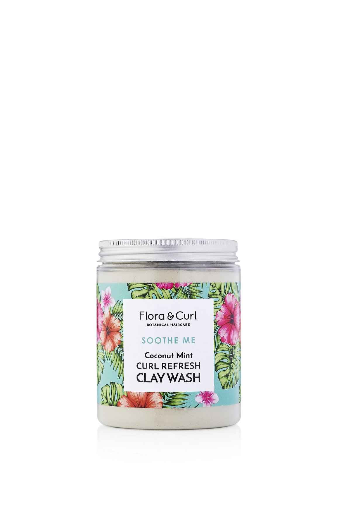 FLORA AND CURL SOOTHE ME lavaggio rinfrescante all'argilla per capelli ricci cocco e menta 260 gr