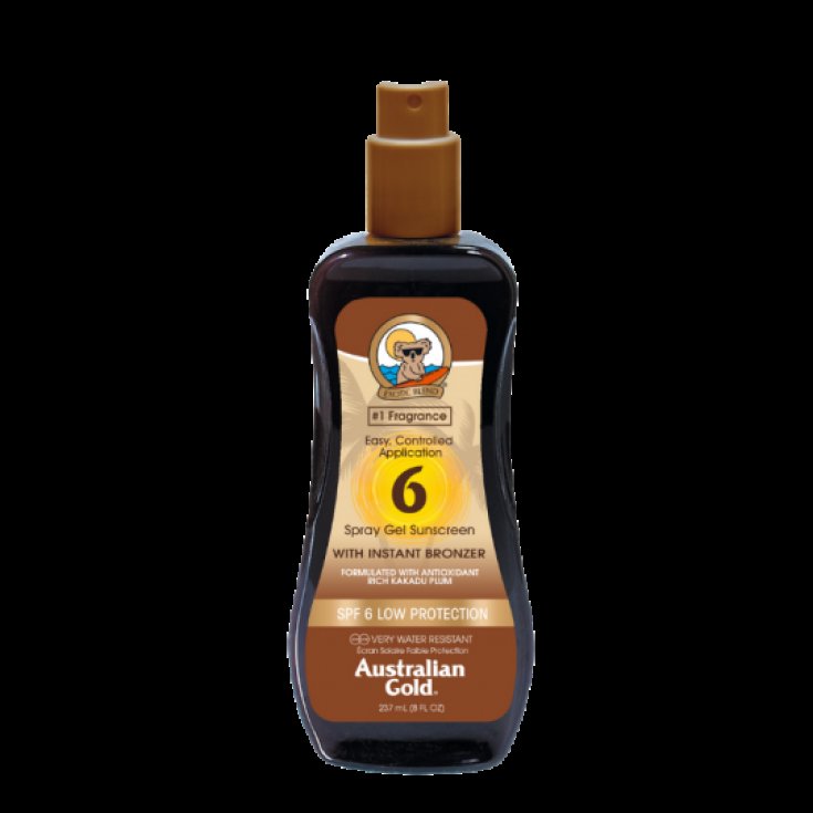 AUSTRALIAN GOLD PROTEZIONE SOLARE SPF6 spray gel con bronzer istantaneo 237 ml