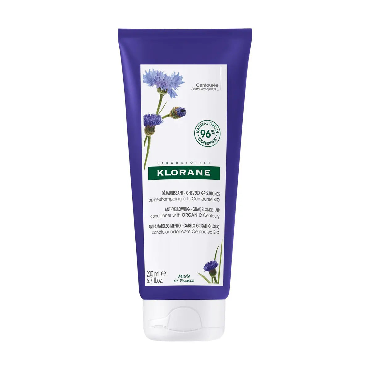 KLORANE ALLA CENTAUREA BIO shampoo anti-giallo per capelli grigi e biondi 200 ml