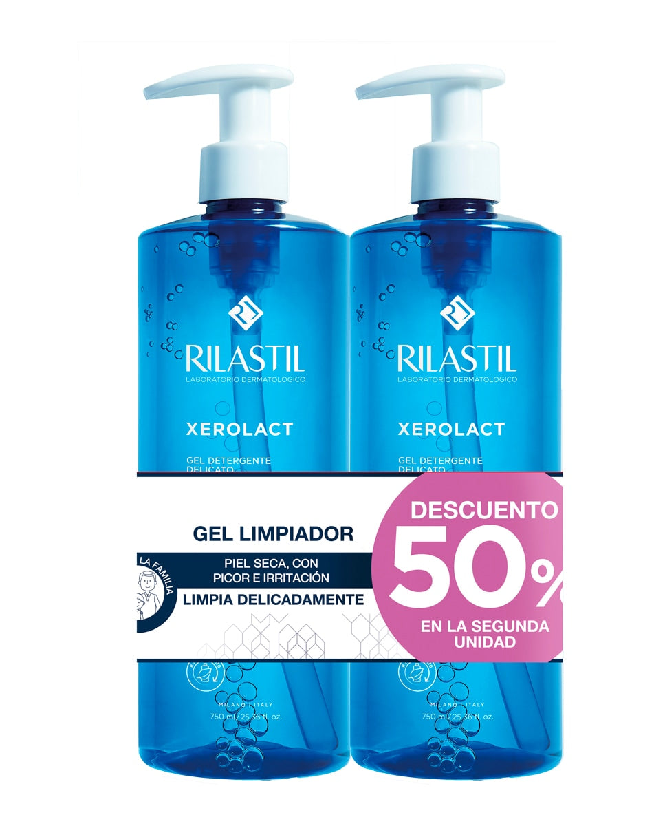 RILASTIL XEROLACT gel detergente delicato e protettivo confezione 2 x 750 ml